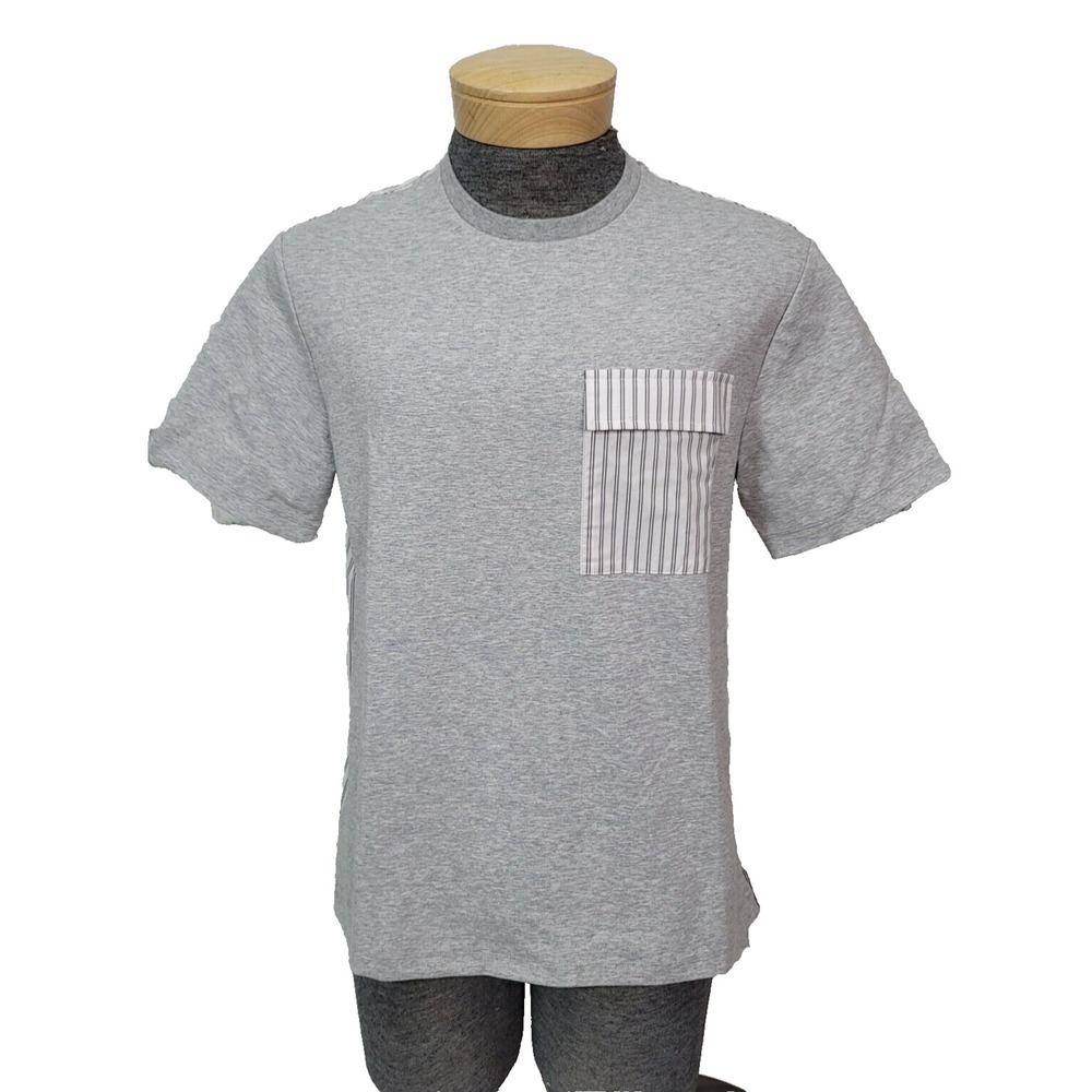 Michael Kors Mens‎ S Heather Grey Short Sleeve Round Hem Striped Back Tshirt NEW